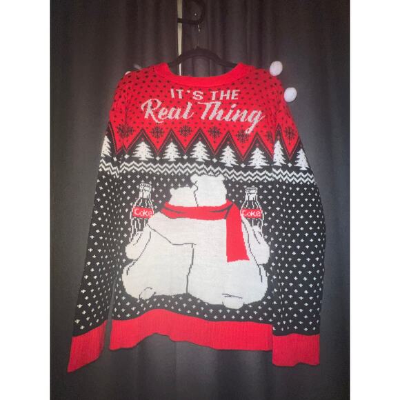 Ugly Christmas Sweater Xmas Cardigan Size Large Coca-Cola - Picture 3 of 3